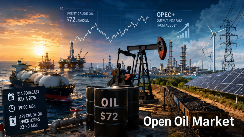 Balita sa langis at enerhiya — Martes, Hulyo 7, 2026: Brent, OPEC+, EIA na pagtataya at mga imbentaryo ng API