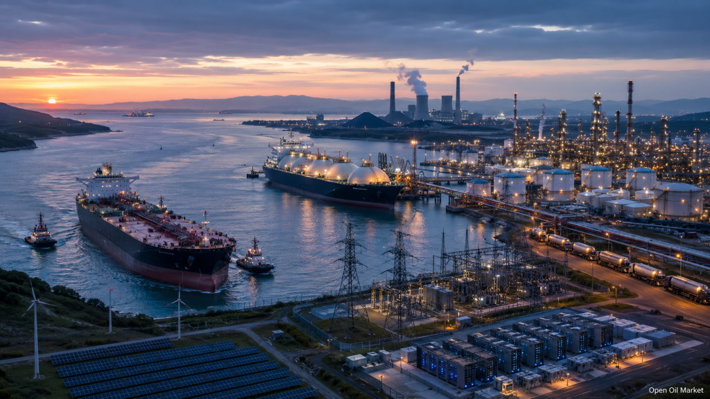 Balita sa langis at gas at enerhiya Hunyo 2, 2026: oil tanker sa strategic strait, LNG terminal, refinery, power grid, data center, renewable energy at coal generation