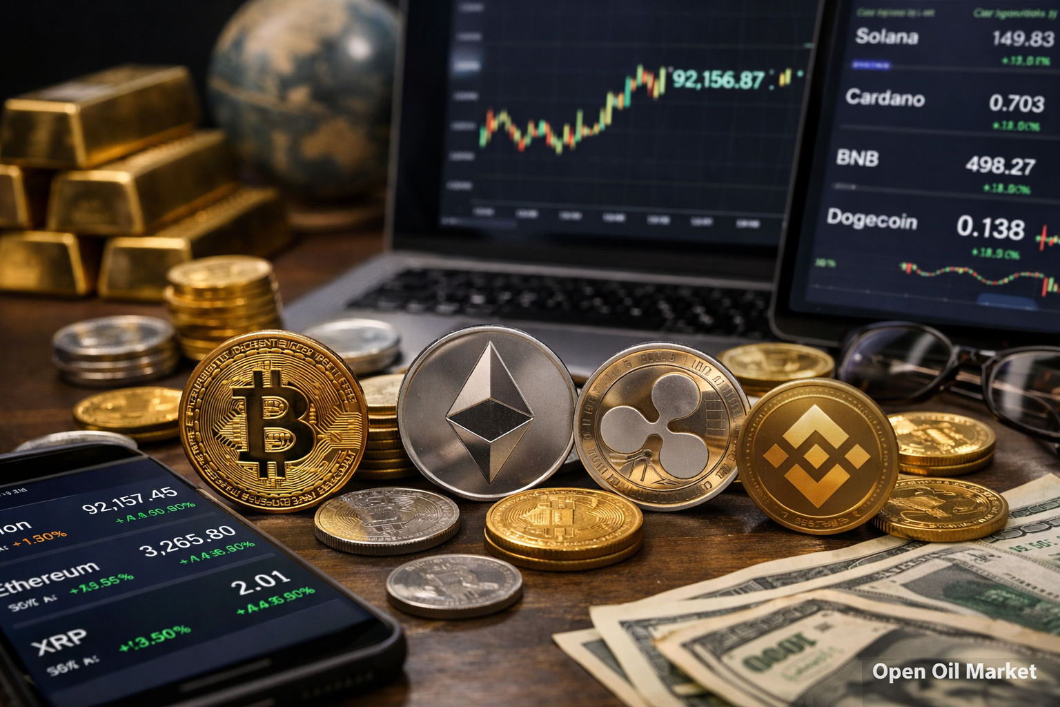 Global na merkado ng cryptocurrency Enero 12, 2026 — Bitcoin sa halos $92,000, Ethereum at nangungunang 10 cryptocurrencies, institusyunal na pamumuhunan