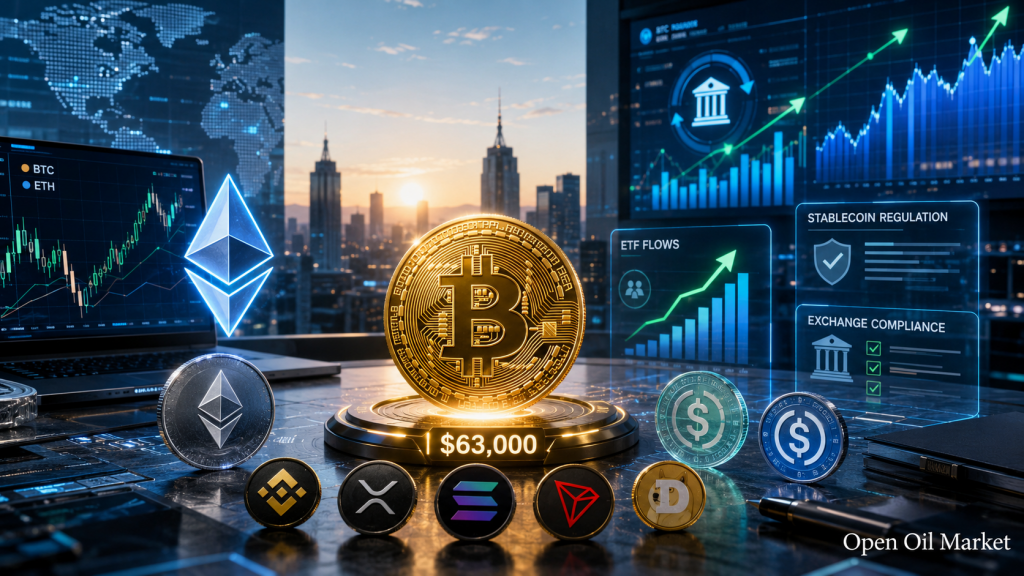 Cryptocurrency Market July 10, 2026: Bitcoin around $63,000, Ethereum, top 10 cryptocurrencies, ETF, and stablecoins